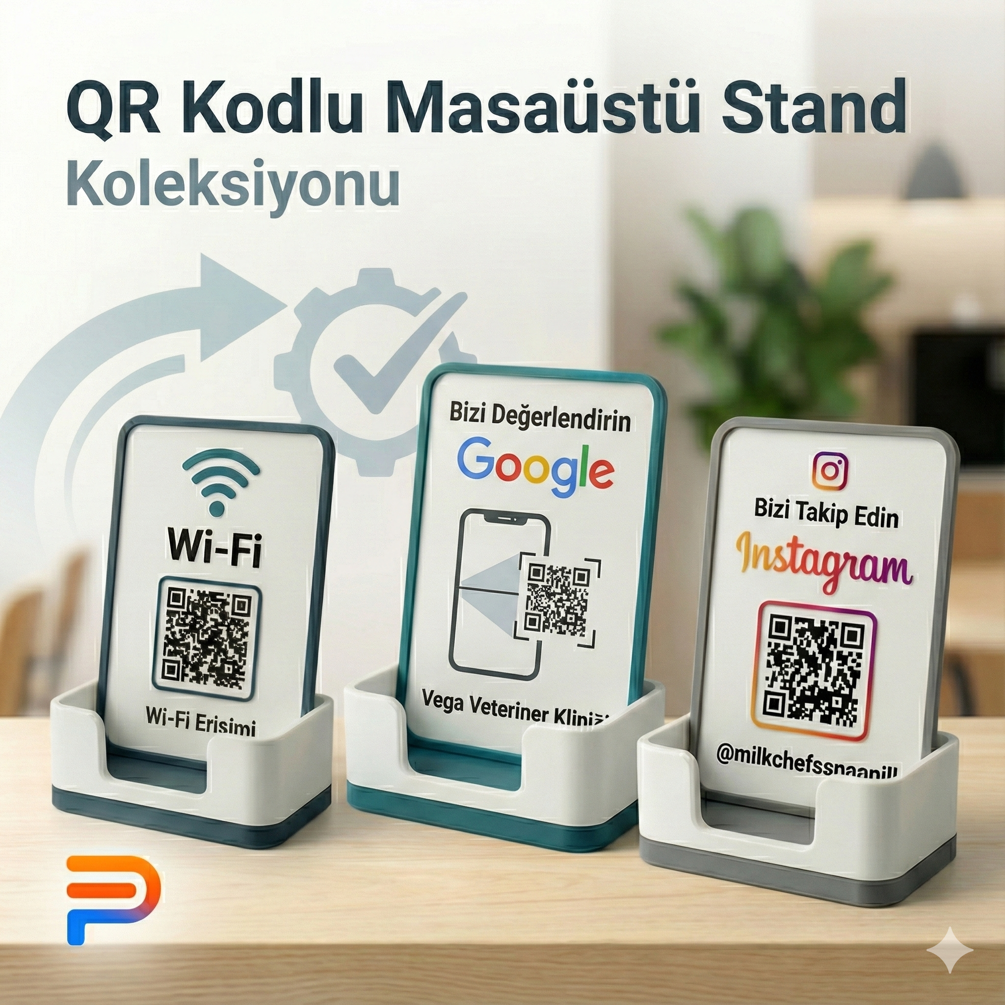 QR Kodlu Masaüstü Standlar