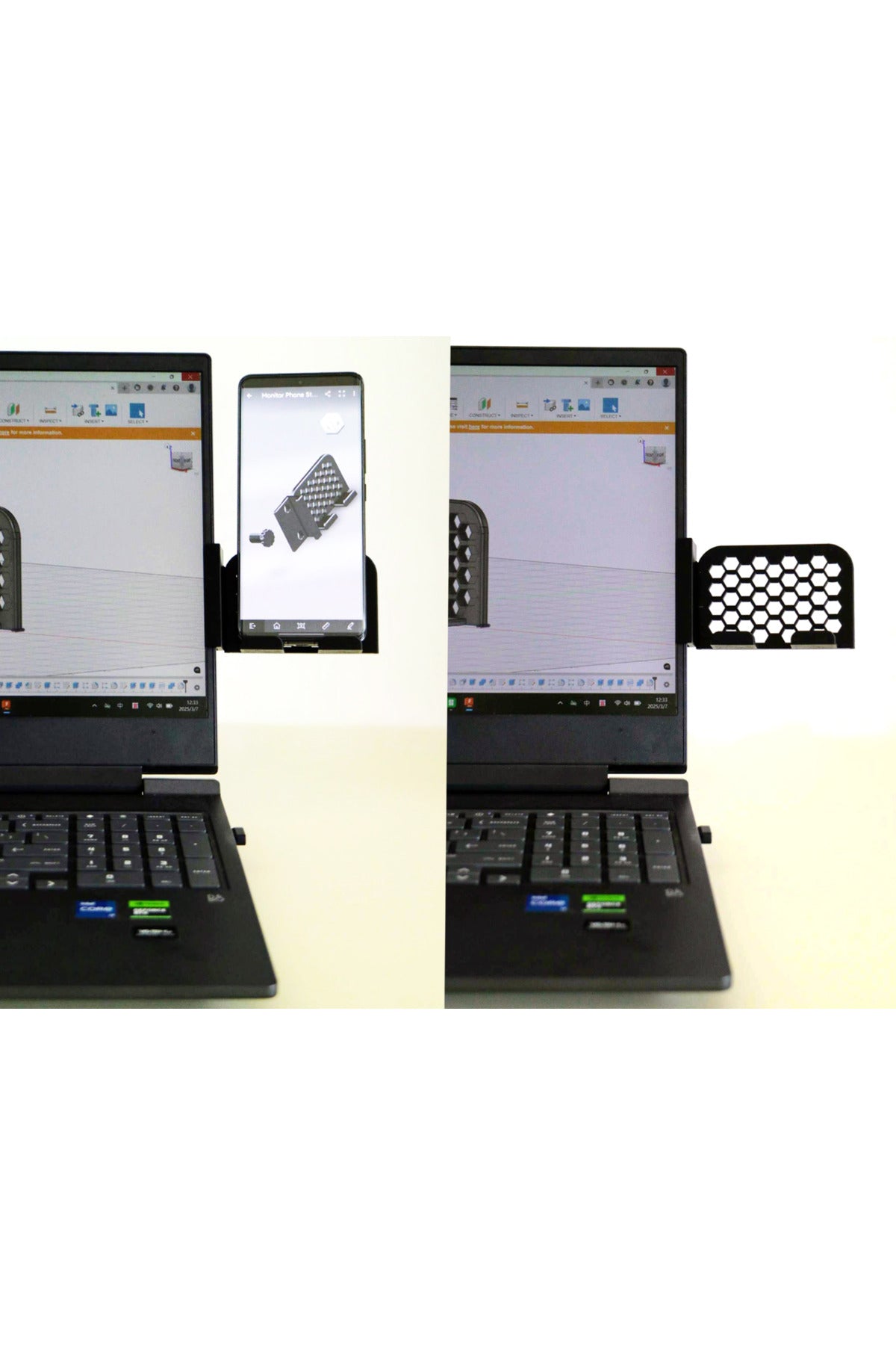Monitöre Monte Telefon Tutucu - Laptop Yan Ekran Telefon Standı ve Çoklu Görev Aparatı