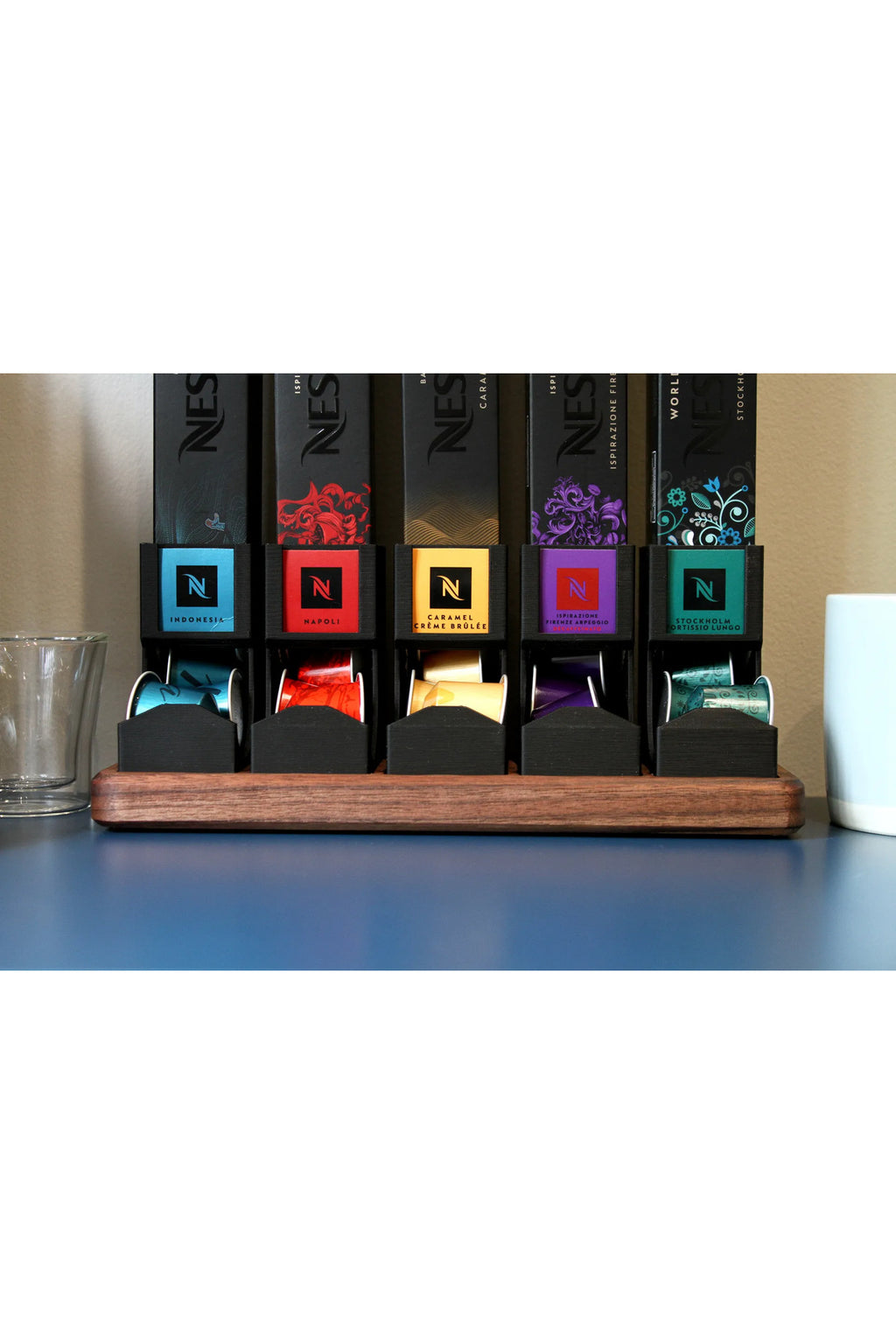 Nespresso Uyumlu 5'li Kapsül Dispenseri - Etiket Yuvalı Kahve Standı Organizeri