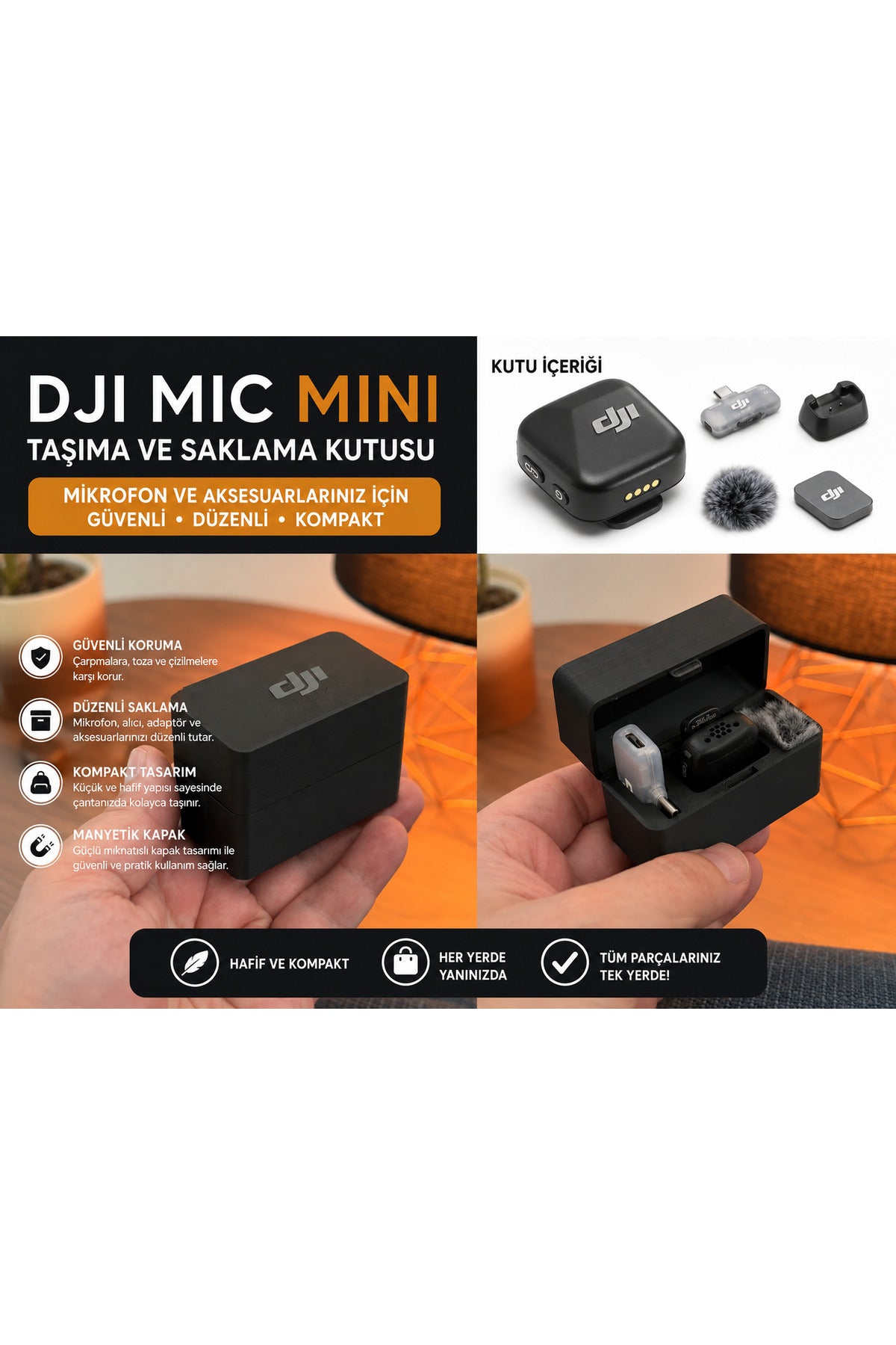 Mic Mini Mobil Seyahat ve Koruyucu Taşıma Kutusu - Kompakt Mikrofon Organizer