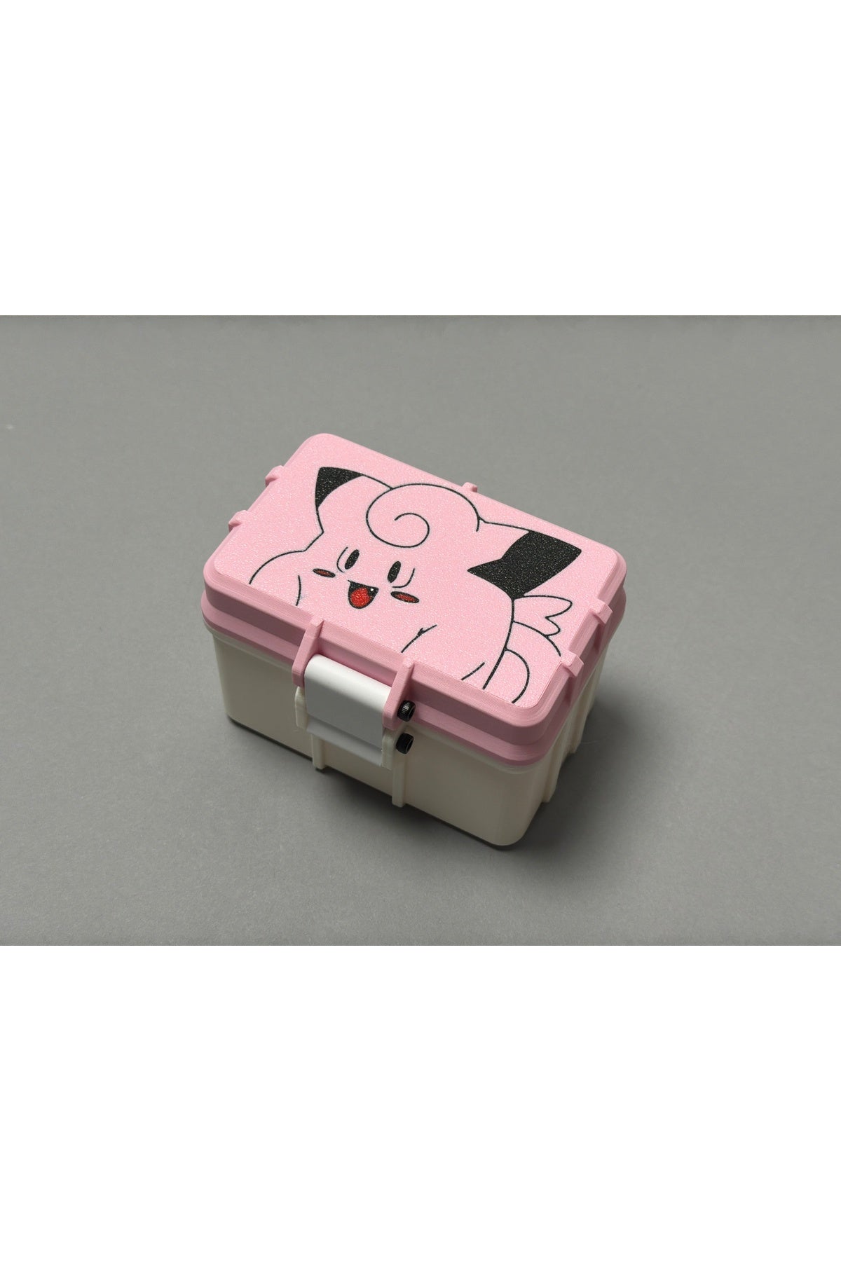 Sevimli Clefairy Tasarımlı Pokemon TCG Kart Saklama Kutusu - Pembe Mandallı Hard Case