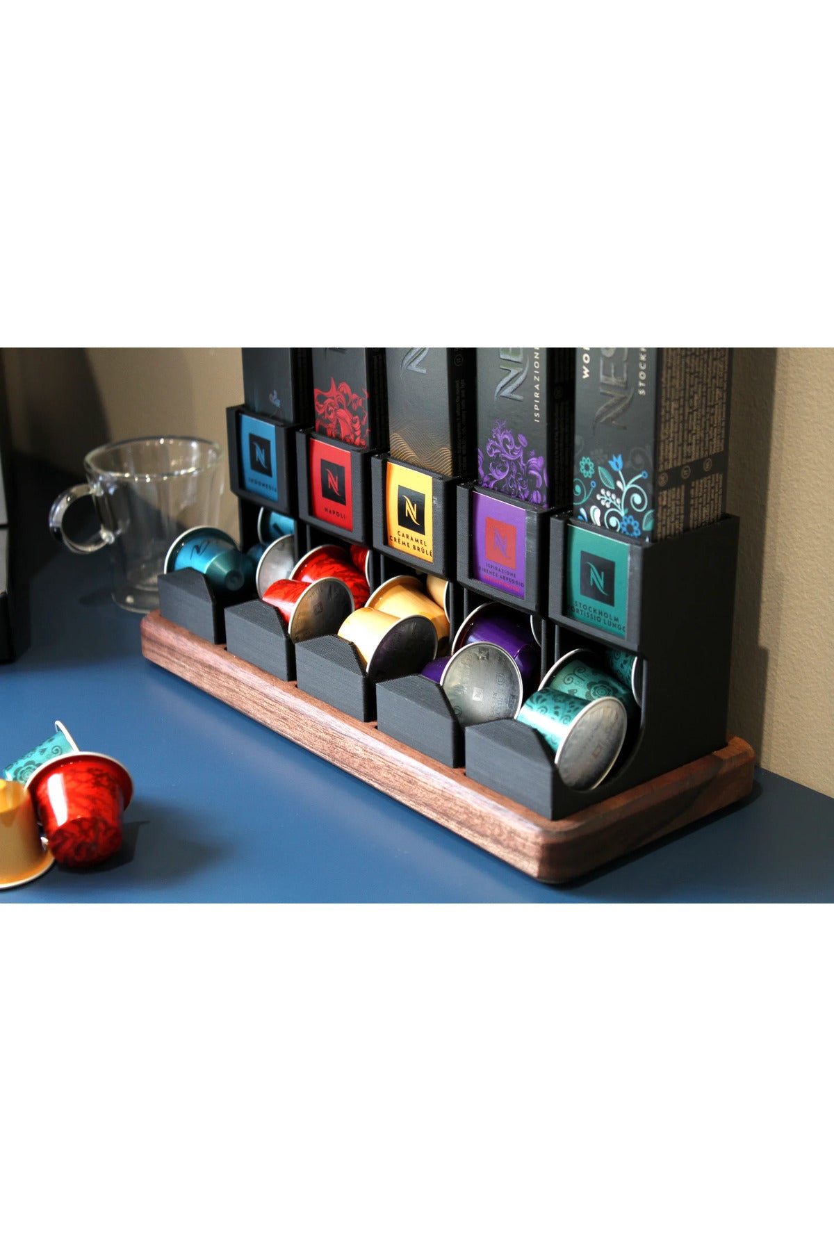 Nespresso Uyumlu 5'li Kapsül Dispenseri - Etiket Yuvalı Kahve Standı Organizeri