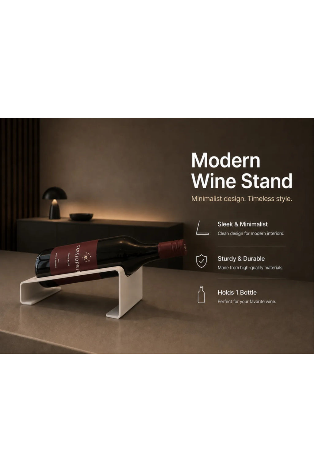 Modern Şarap Standı ve Tekli Şişe Tutucu - Minimalist Masaüstü Şaraplık Organizeri