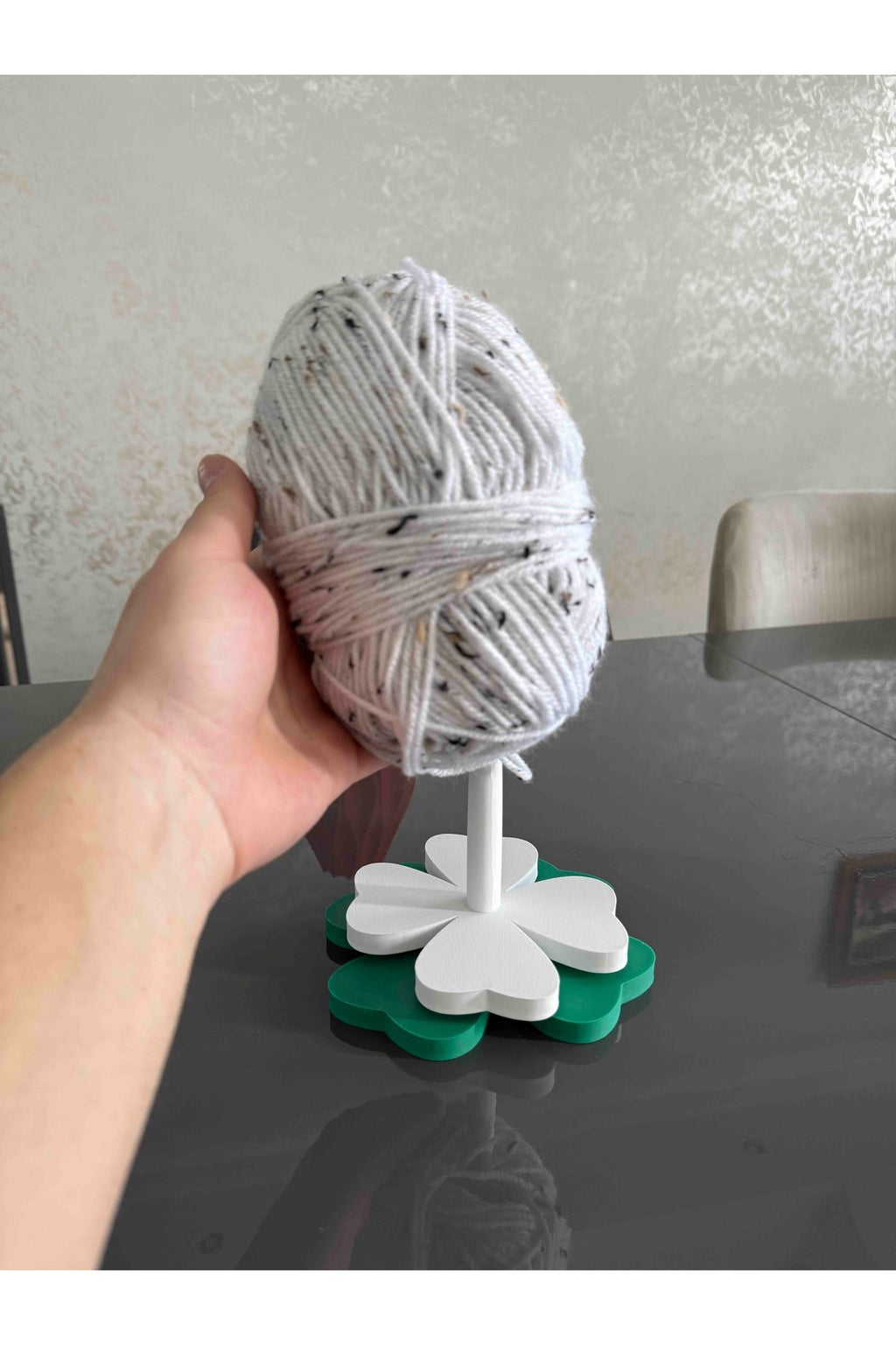 Yonca İp Tutucu, Dekoratif Yün Tutucu, 17cm Bioplastik Örgü İplik Tutucu