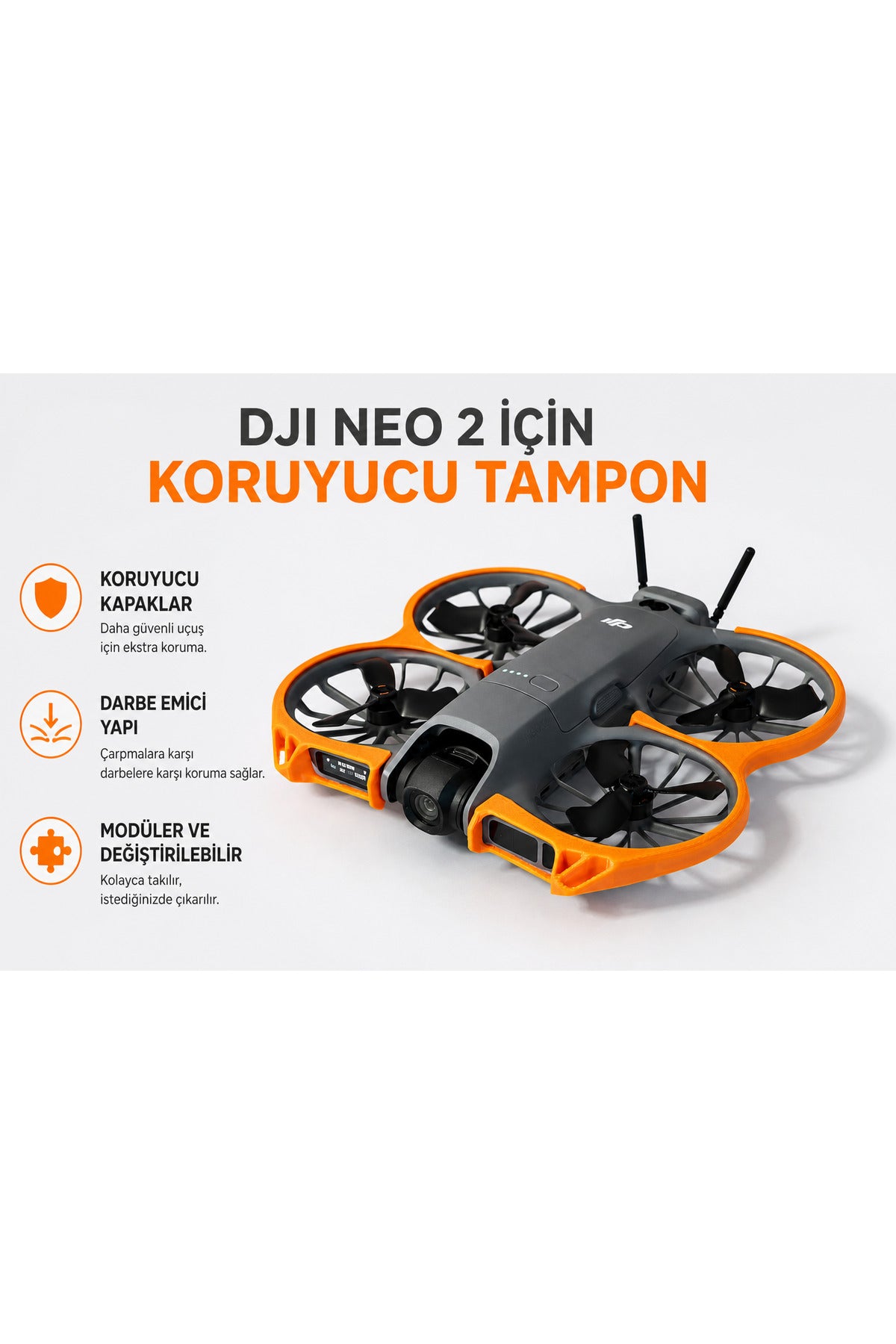 DJI Neo 2 Uyumlu 360° Tam Koruma Zırhı - Darbe Emici Pervane ve Gövde Koruyucu (Bumper)