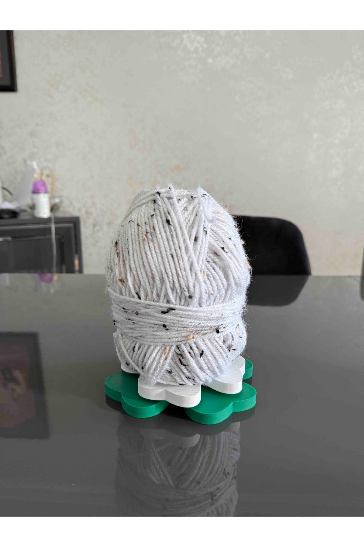 Yonca İp Tutucu, Dekoratif Yün Tutucu, 17cm Bioplastik Örgü İplik Tutucu