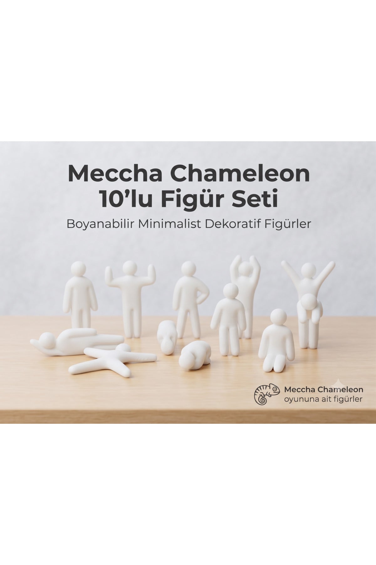 Meccha Chameleon 10'lu Figür Seti - Boyanabilir Minimalist Dekoratif Figürler - 8CM