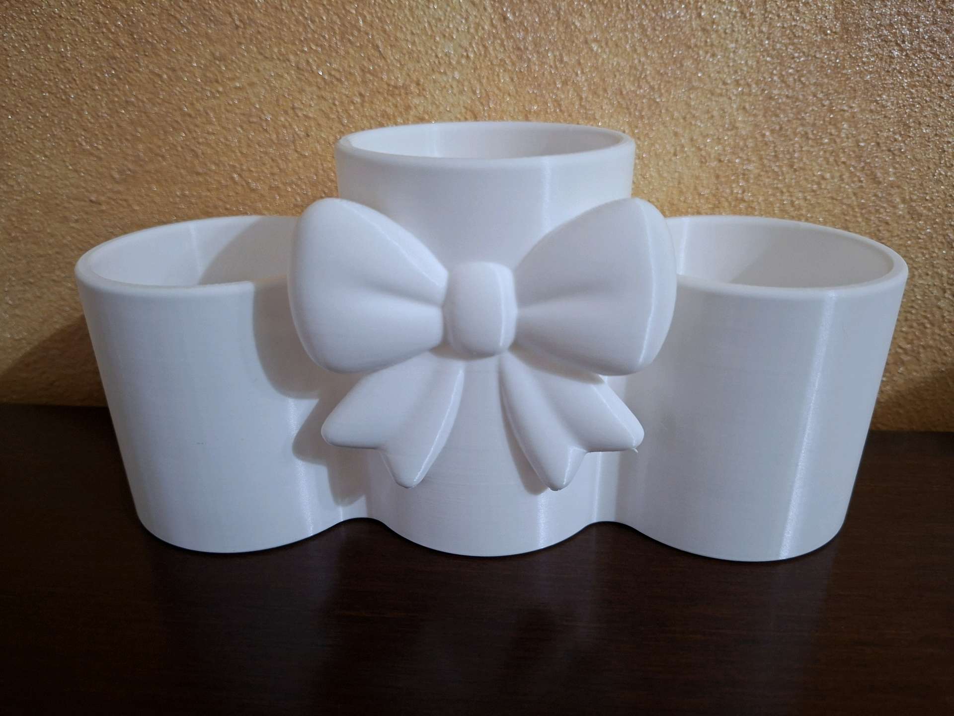 Fiyonklu 3 Bölmeli Dekoratif Makyaj Organizeri