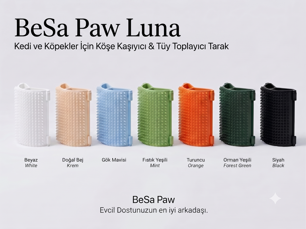 BeSa Paw Luna – Kedi ve Köpekler İçin Premium Köşe Kaşıyıcı & Masaj Fırçası