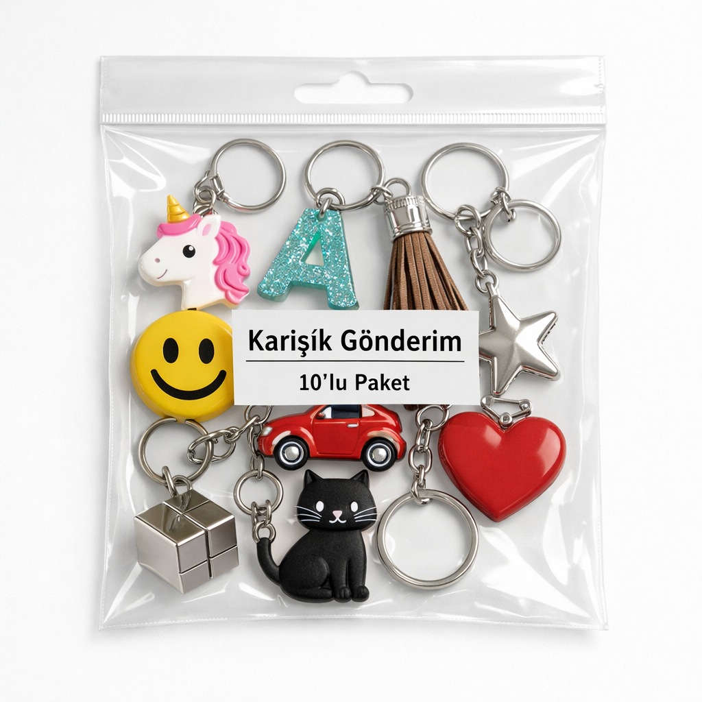 Çok Satan 100'lü Karışık Anahtarlık Seti - Kırtasiye ve Hediyelik Toptan Karma Paket