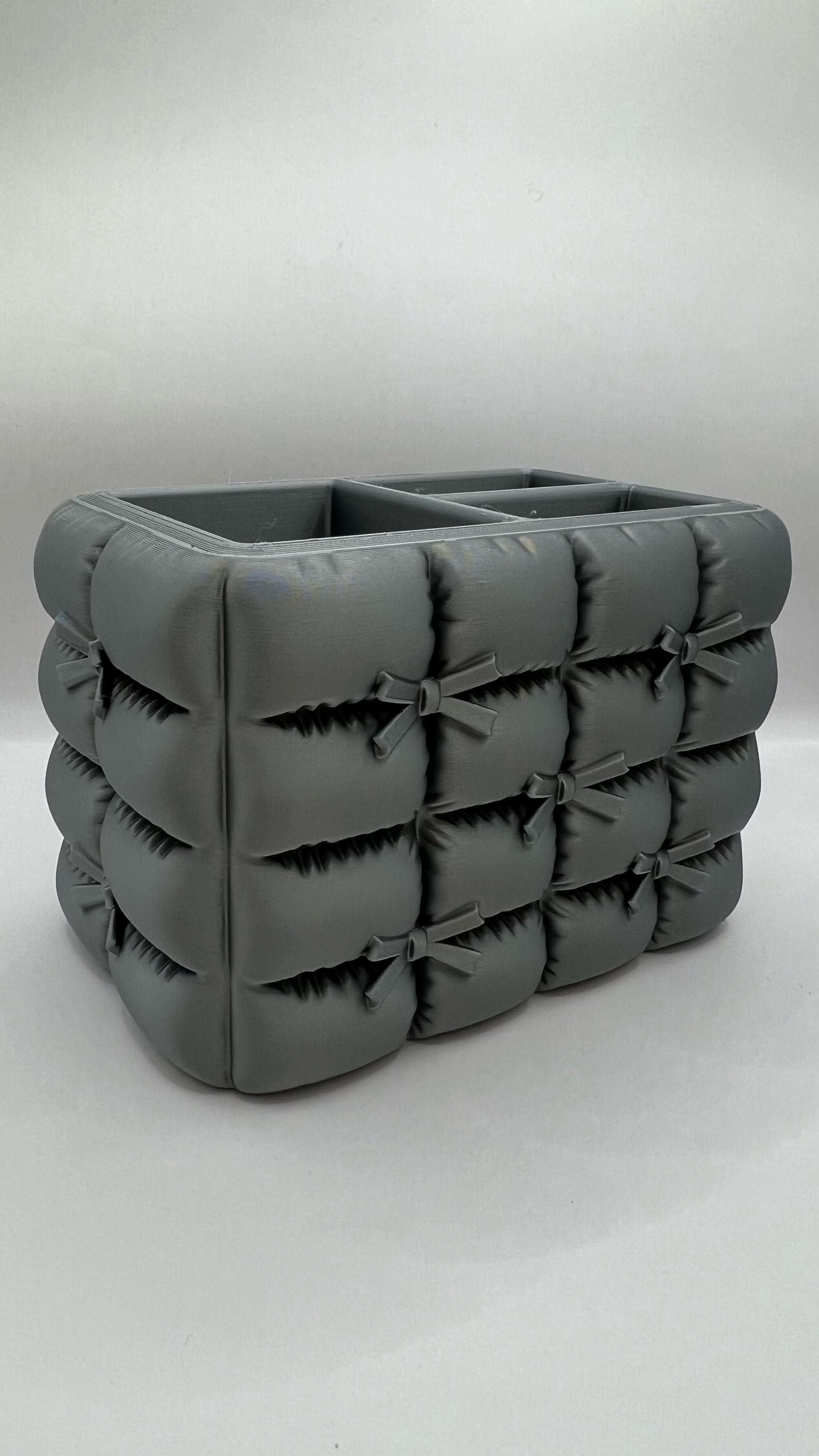 Pofuduk Görünümlü 3 Gözlü Makyaj Organizeri Fırçalık Kalemlik Dekoratif Kutu