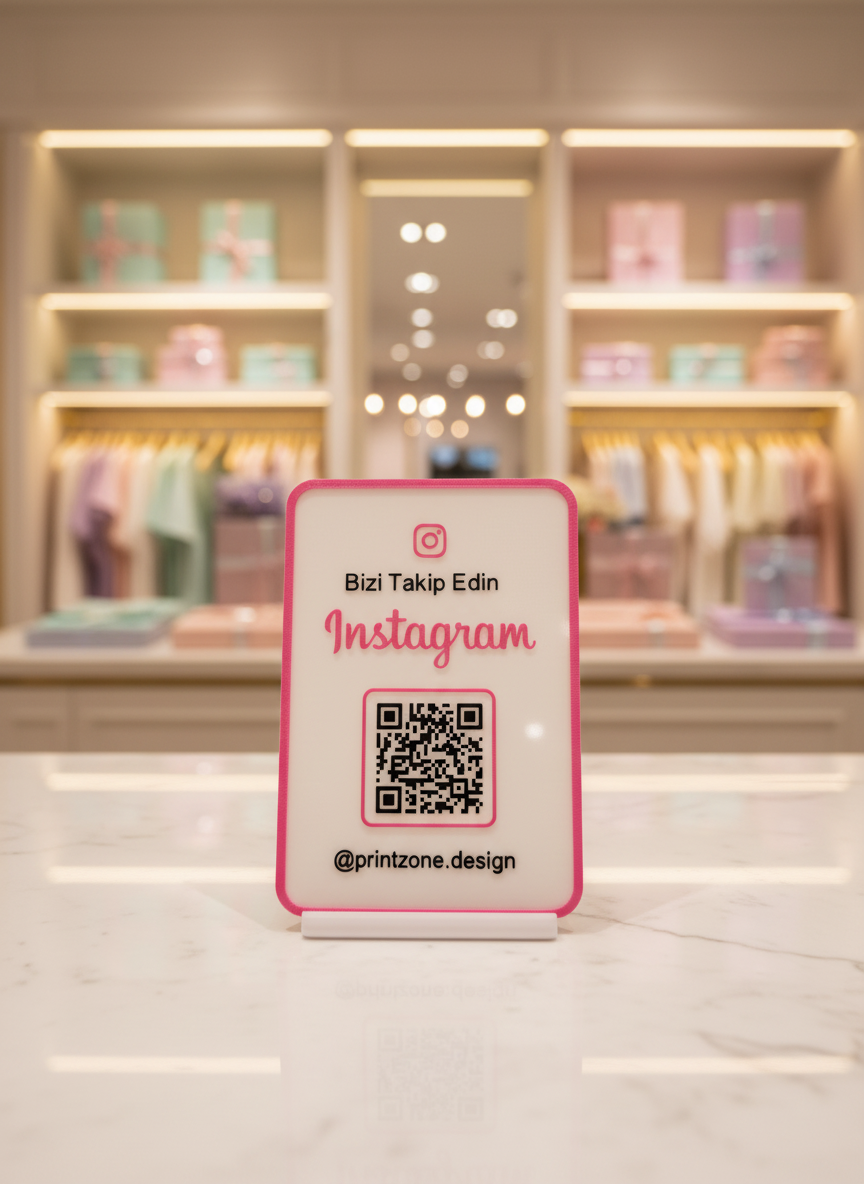 Instagram QR Kod Standı - Sosyal Medya Bağlantı Bizi Instagram'dan Takip Edin