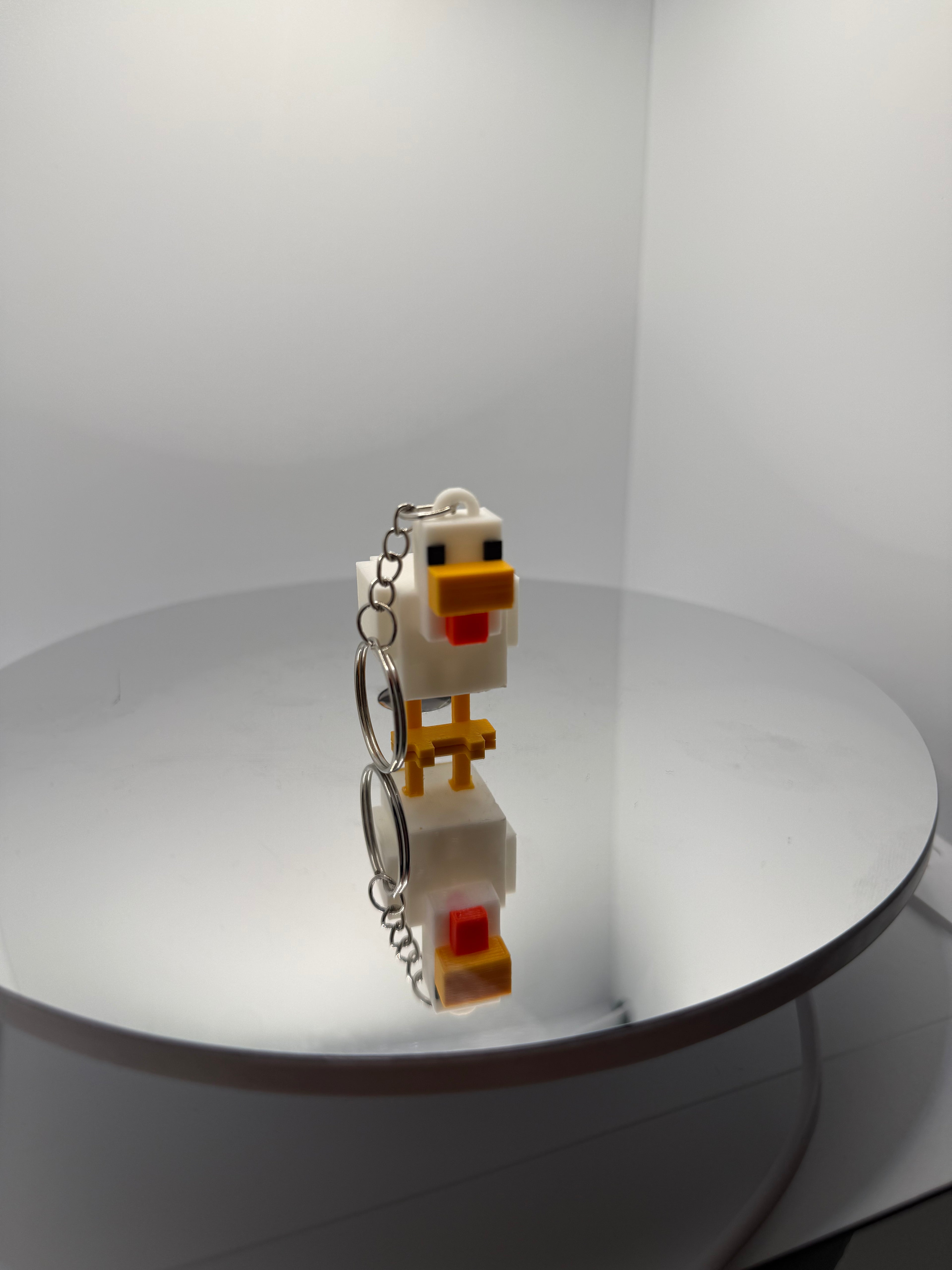 Minecraft Tavuk Anahtarlık - 3D Piksel Tasarım Oyuncu Hediyesi