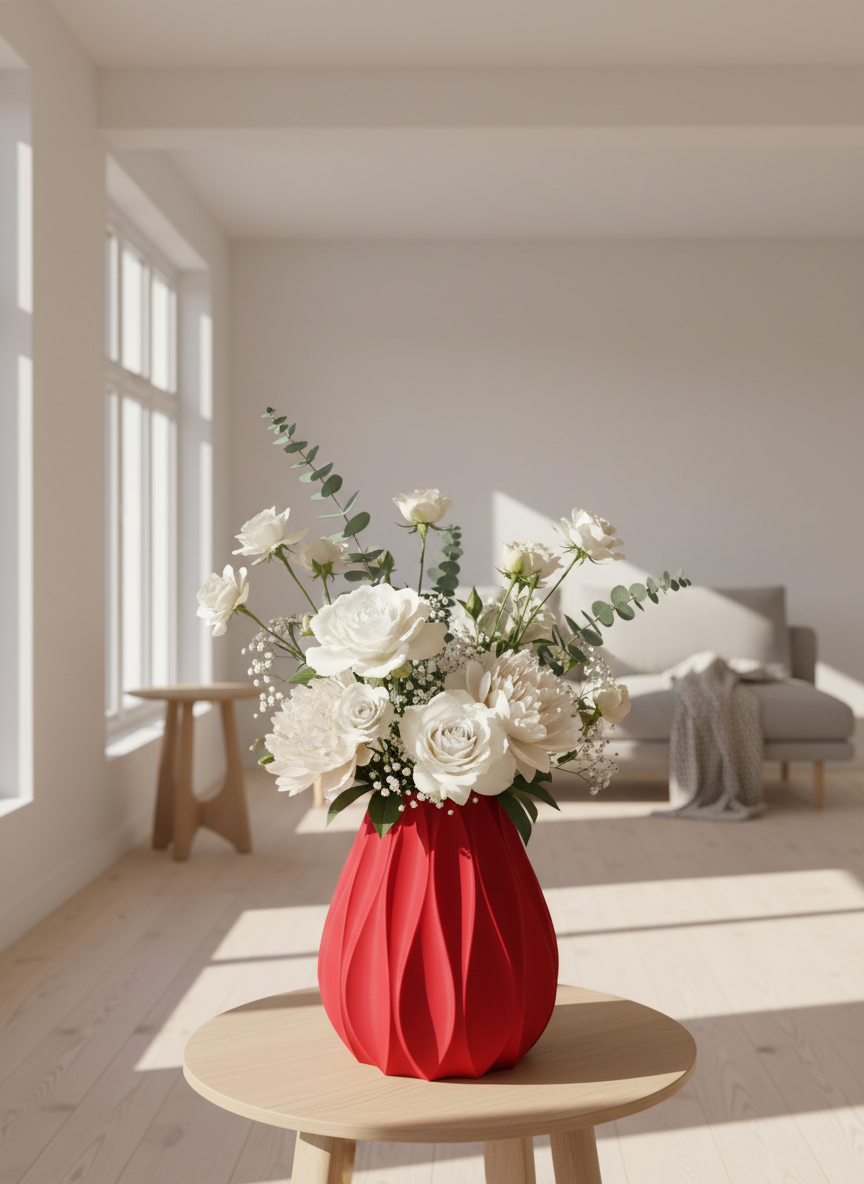 Kırmızı Lotus Vazo - Sevgililer Günü İçin Romantik & Dekoratif Hediye