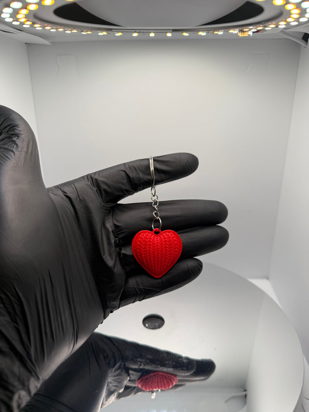 Kırmızı Örgü Kalp Figürlü Özel Tasarım Anahtarlık