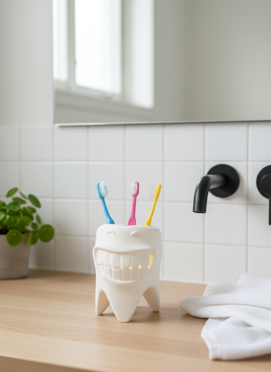 Gülümseyen Diş Figürlü Diş Fırçalık Banyo Aksesuarı
