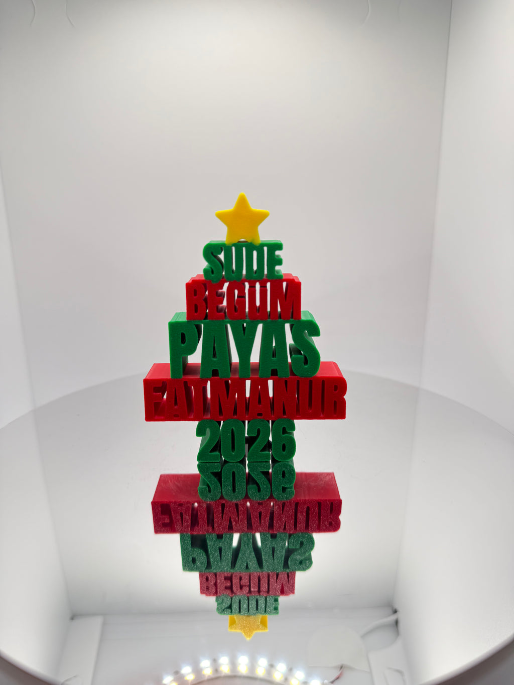 Kişiye Özel İsimli Yılbaşı Ağacı - 2026 Yeni Yıl Temalı Dekoratif Masa Süsü ve Hediye Biblo