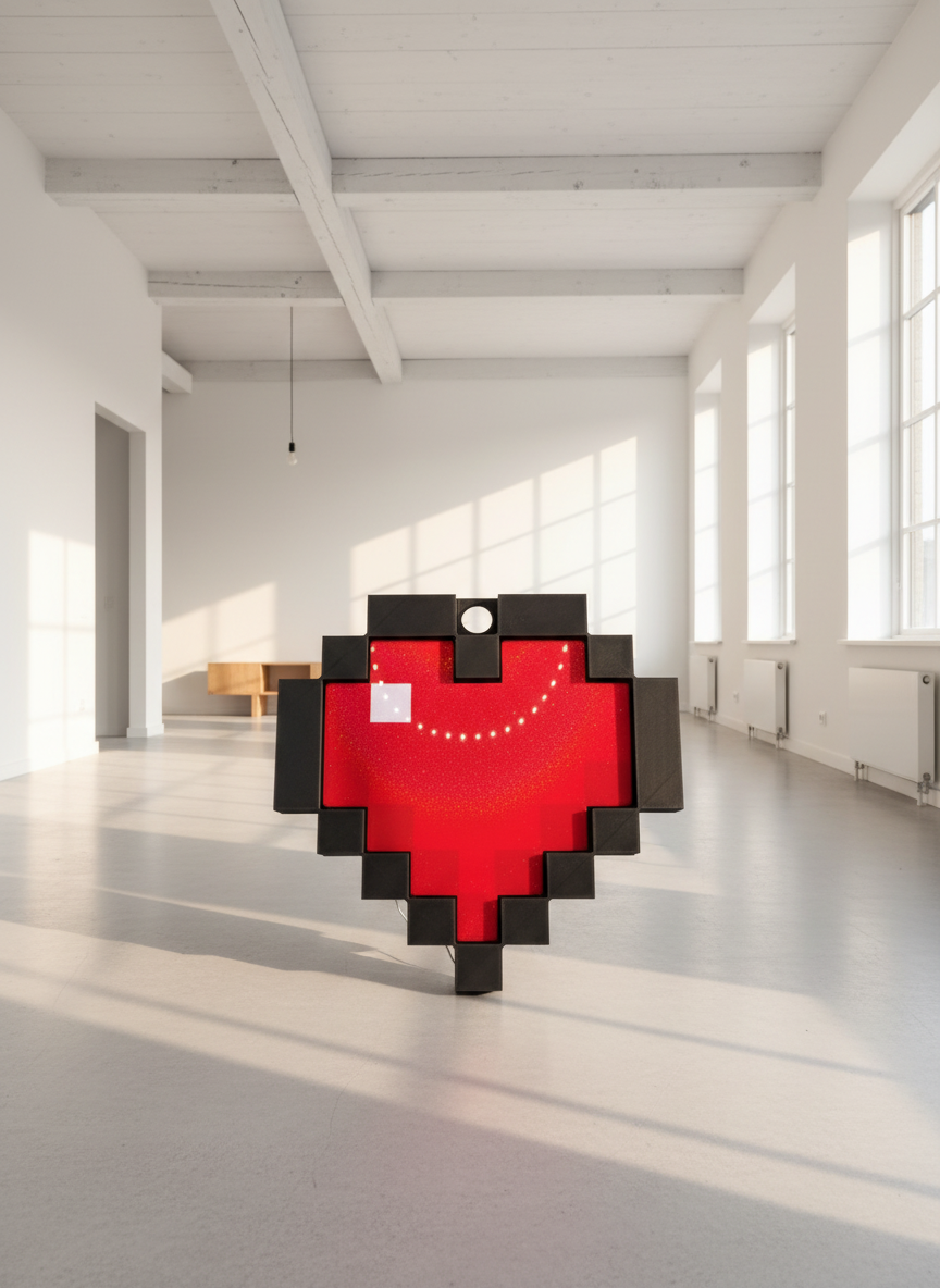 Minecraft Temalı Piksel Kalp Duvar Dekoru