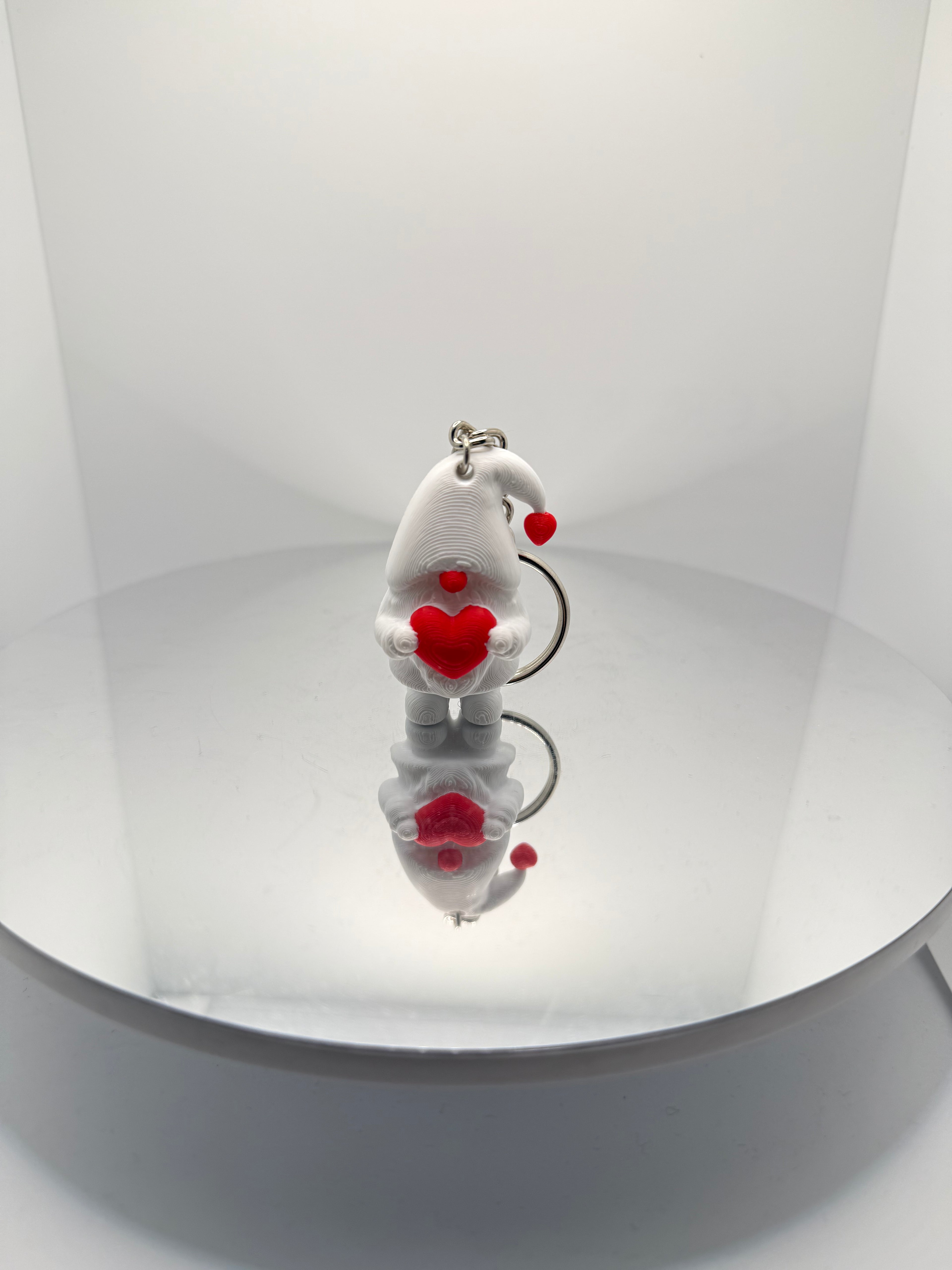 Kalpli Sevimli Cüce Anahtarlık ve Çanta Aksesuarı - Kırmızı Beyaz