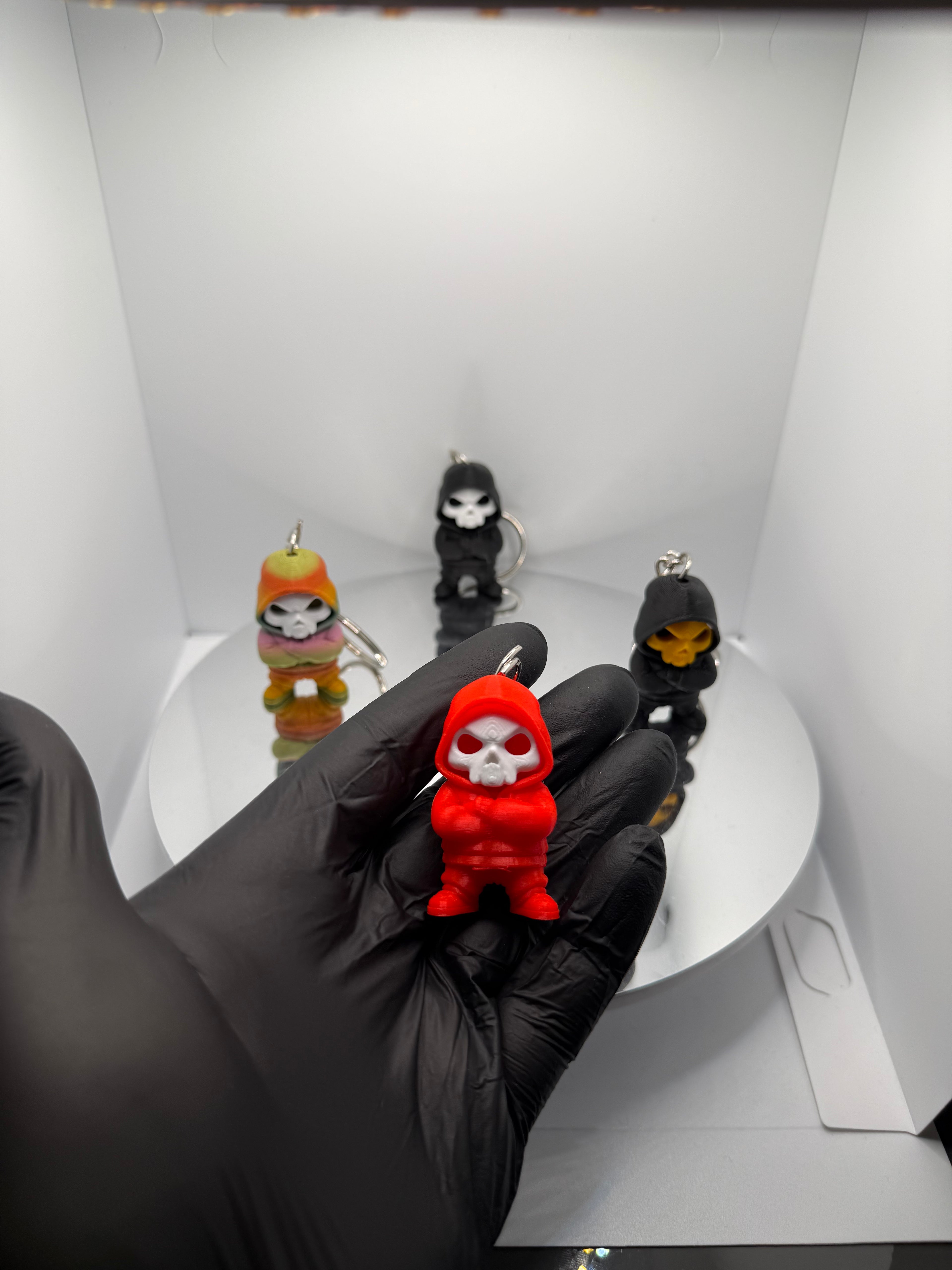 Kapüşonlu Kurukafa Figür Anahtarlık - Gotik Tarz Havalı Çanta Süsü