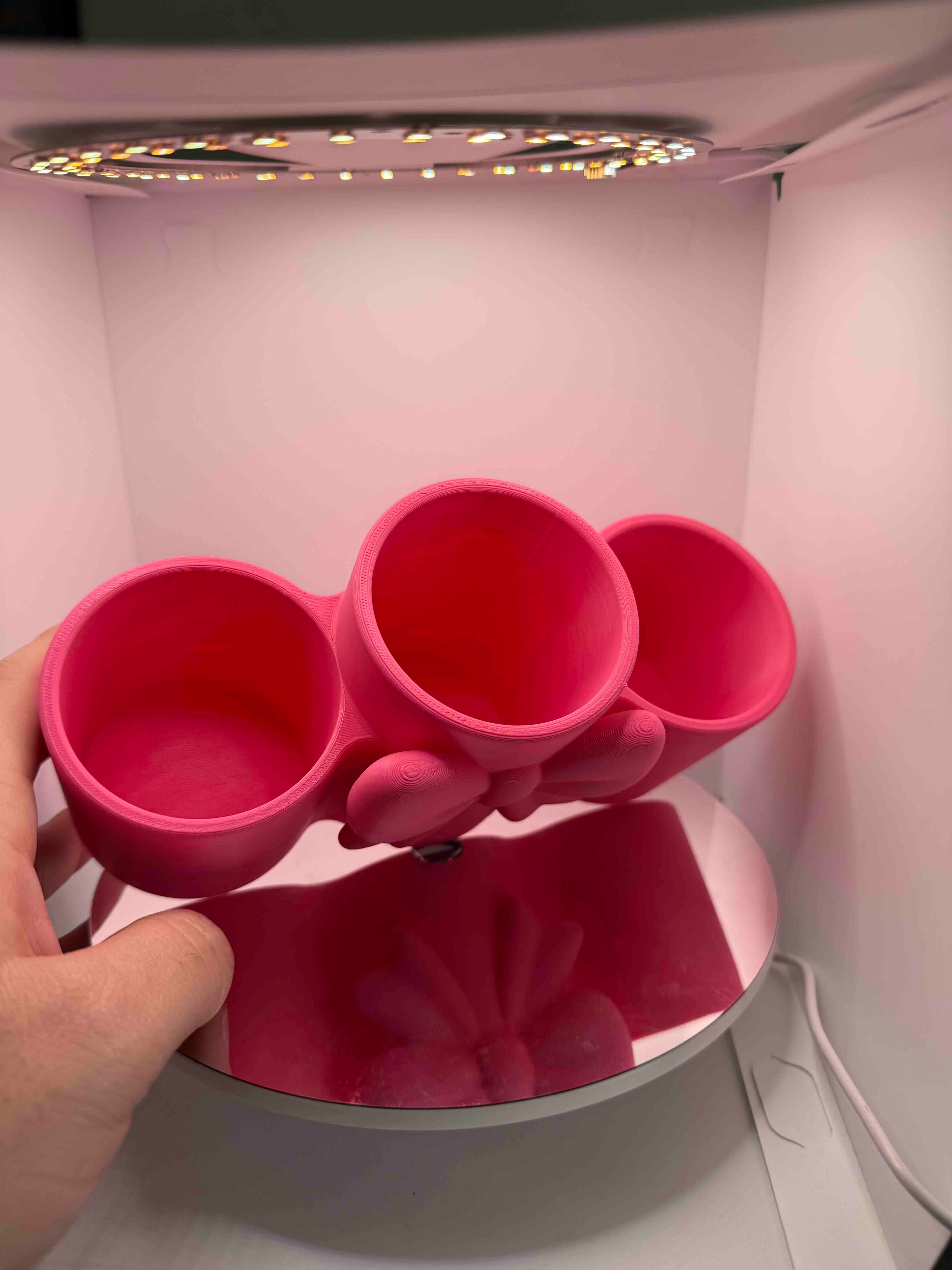 Fiyonklu 3 Bölmeli Dekoratif Makyaj Organizeri