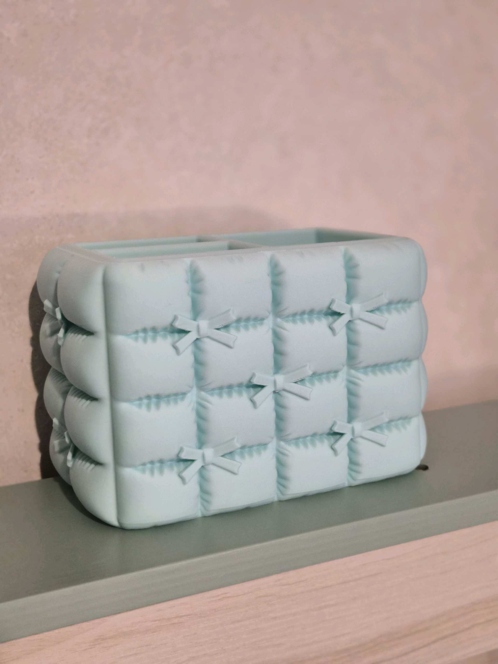 Pofuduk Görünümlü 3 Gözlü Makyaj Organizeri Fırçalık Kalemlik Dekoratif Kutu