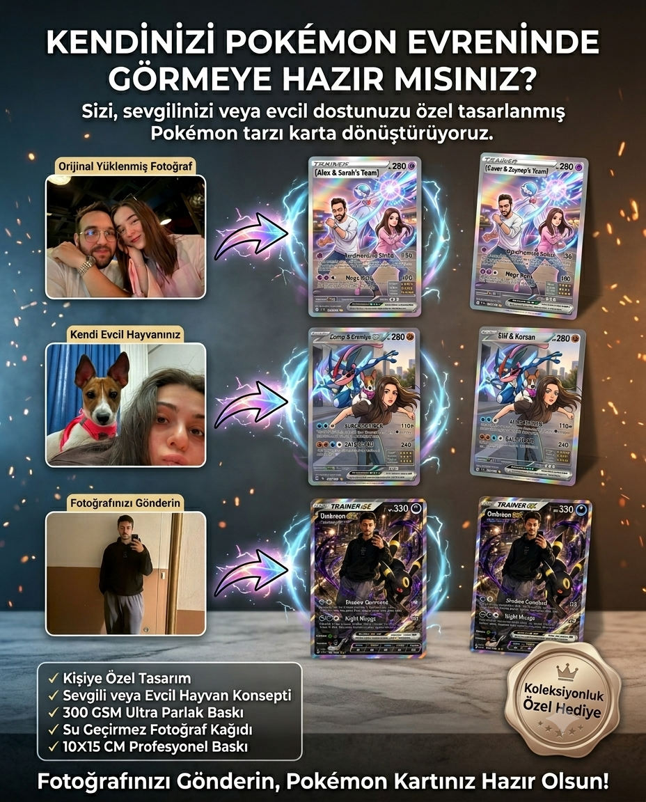 Kişiye Özel Pokémon Kartı - Fotoğraflı Hediye