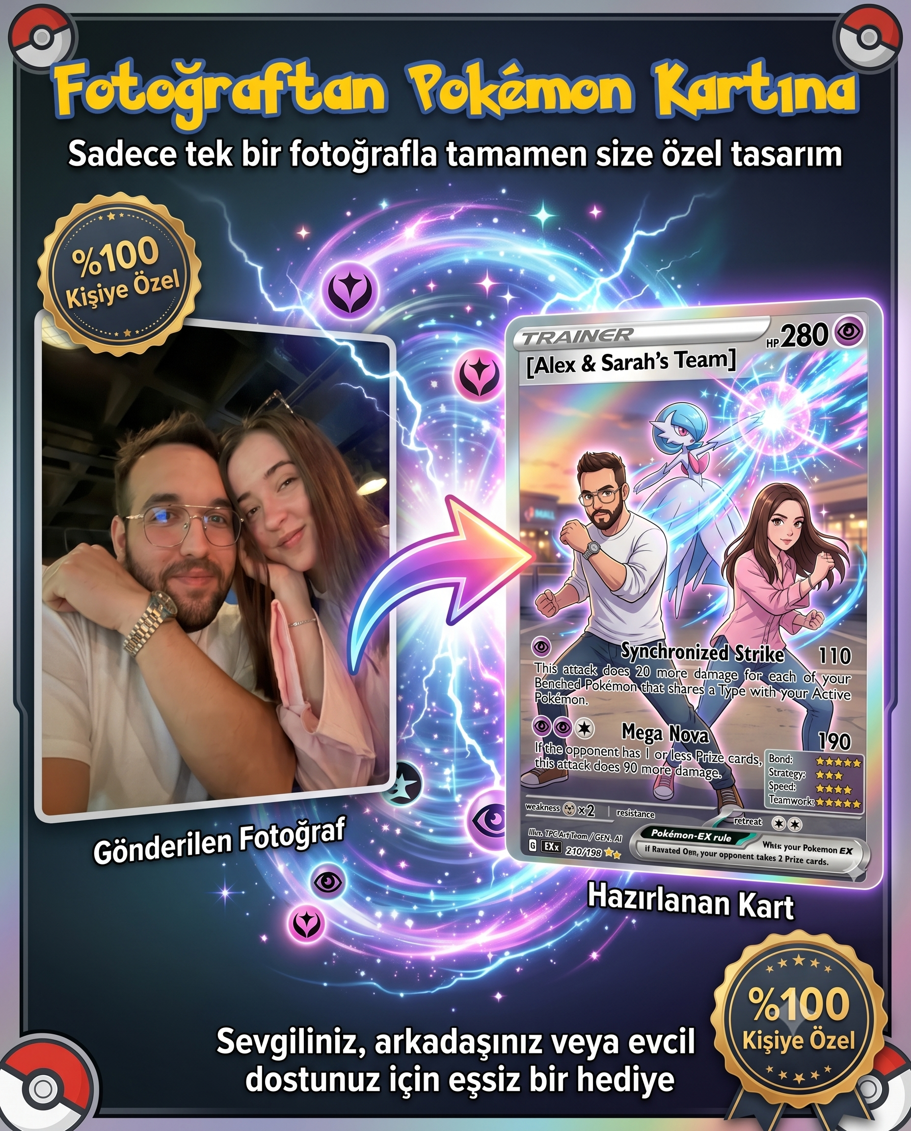 Kişiye Özel Pokémon Kartı - Fotoğraflı Hediye
