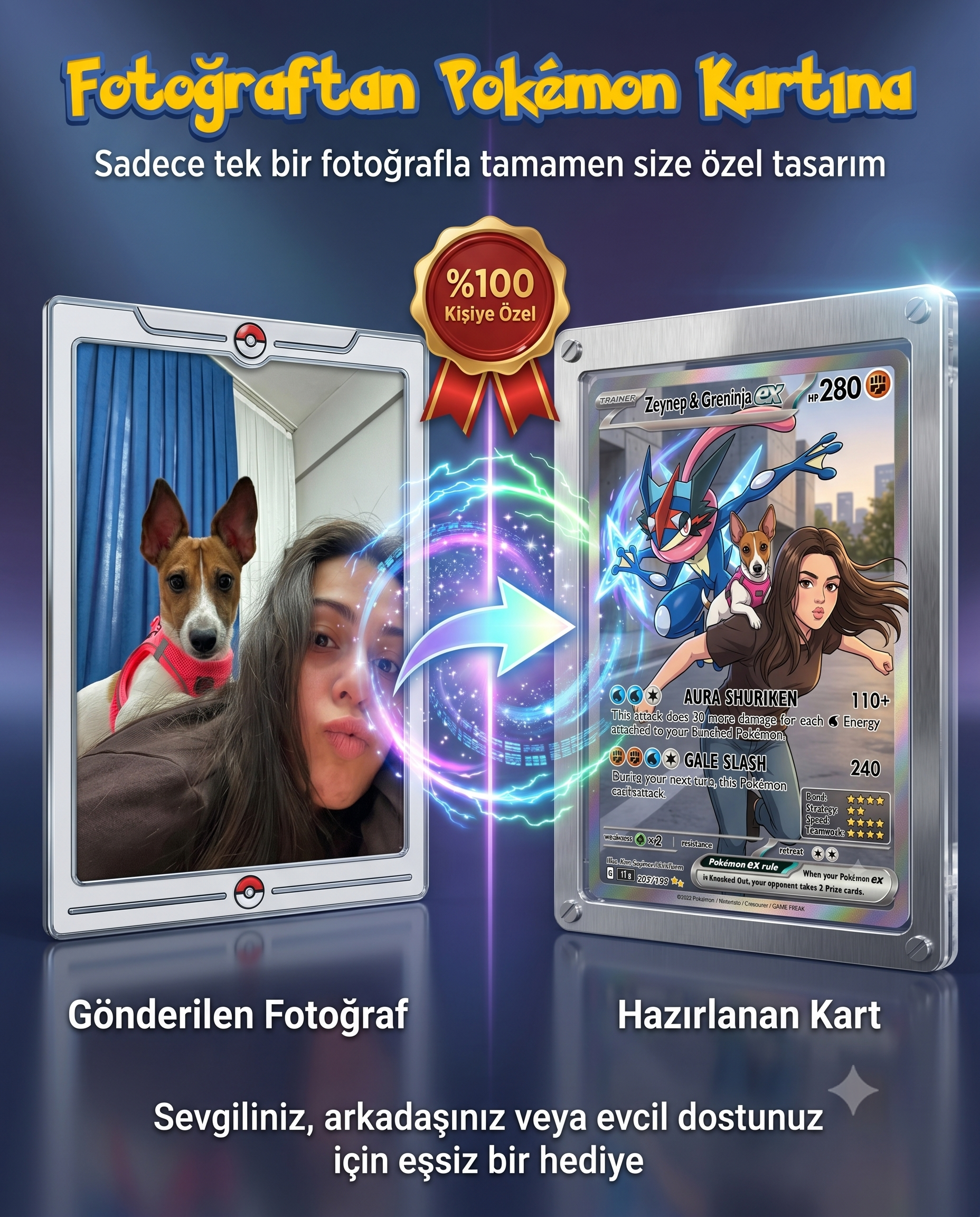 Kişiye Özel Pokémon Kartı - Fotoğraflı Hediye