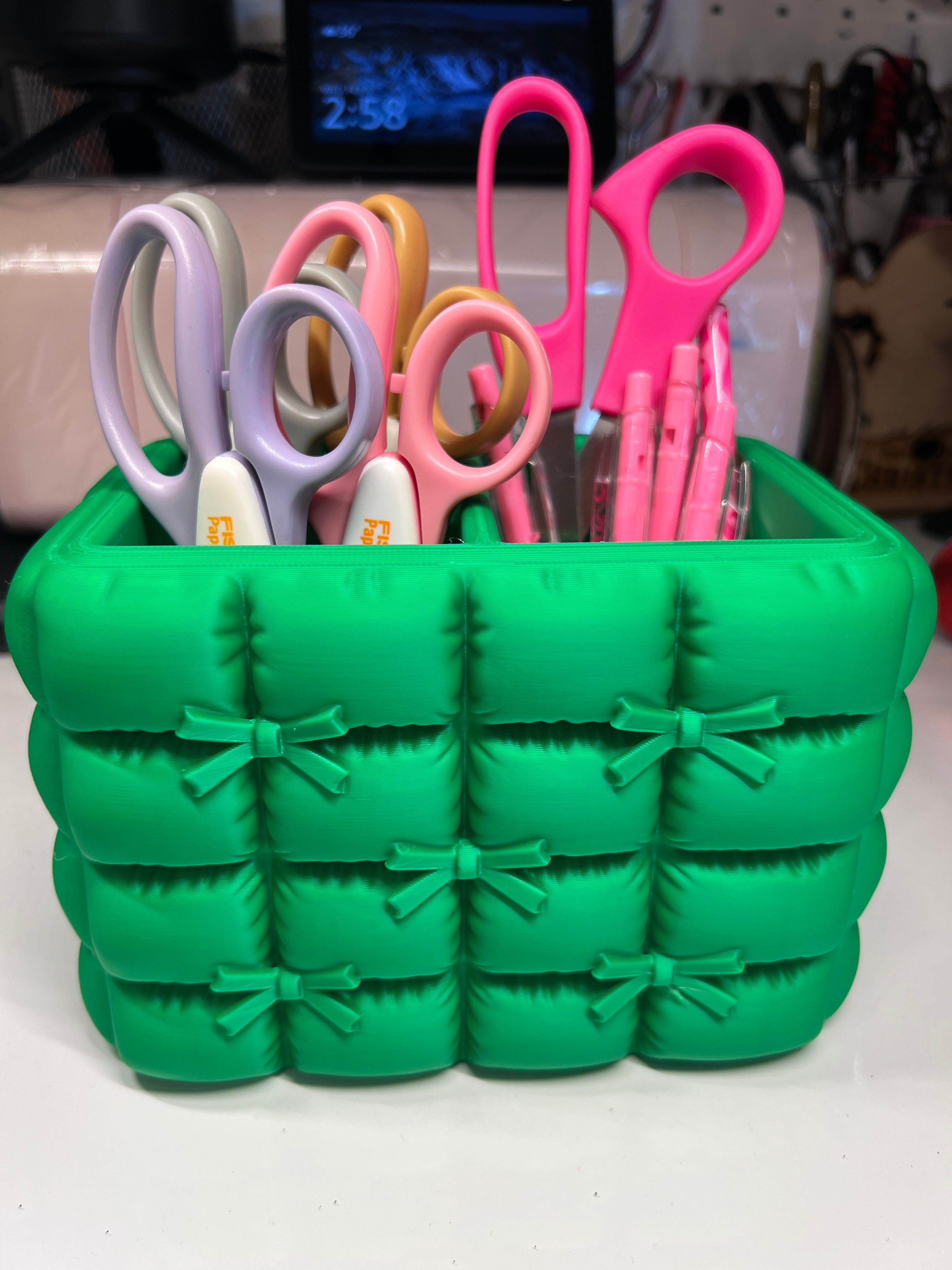 Pofuduk Görünümlü 3 Gözlü Makyaj Organizeri Fırçalık Kalemlik Dekoratif Kutu