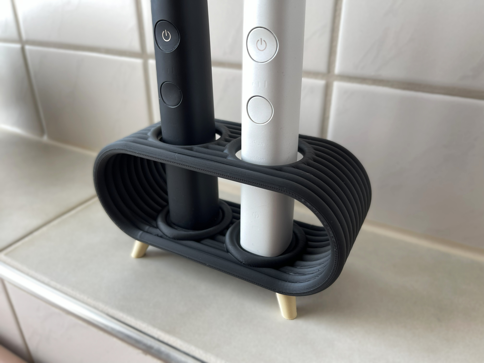 Oral-B ve Philips Uyumlu 2'li Elektrikli Şarjlı Diş Fırçası Standı Tutucu Siyah Banyo Organizeri