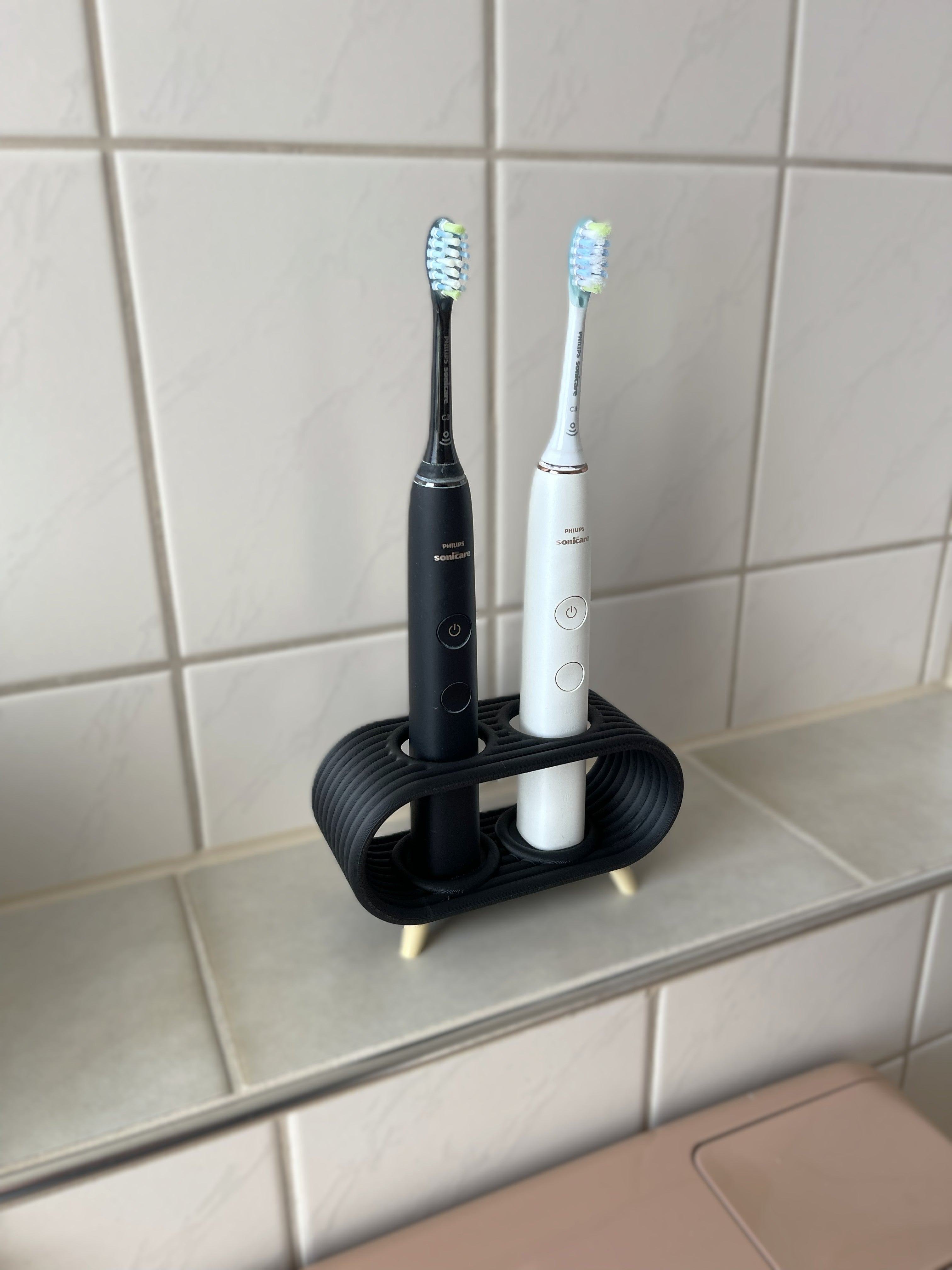 Oral-B ve Philips Uyumlu 2'li Elektrikli Şarjlı Diş Fırçası Standı Tutucu Siyah Banyo Organizeri