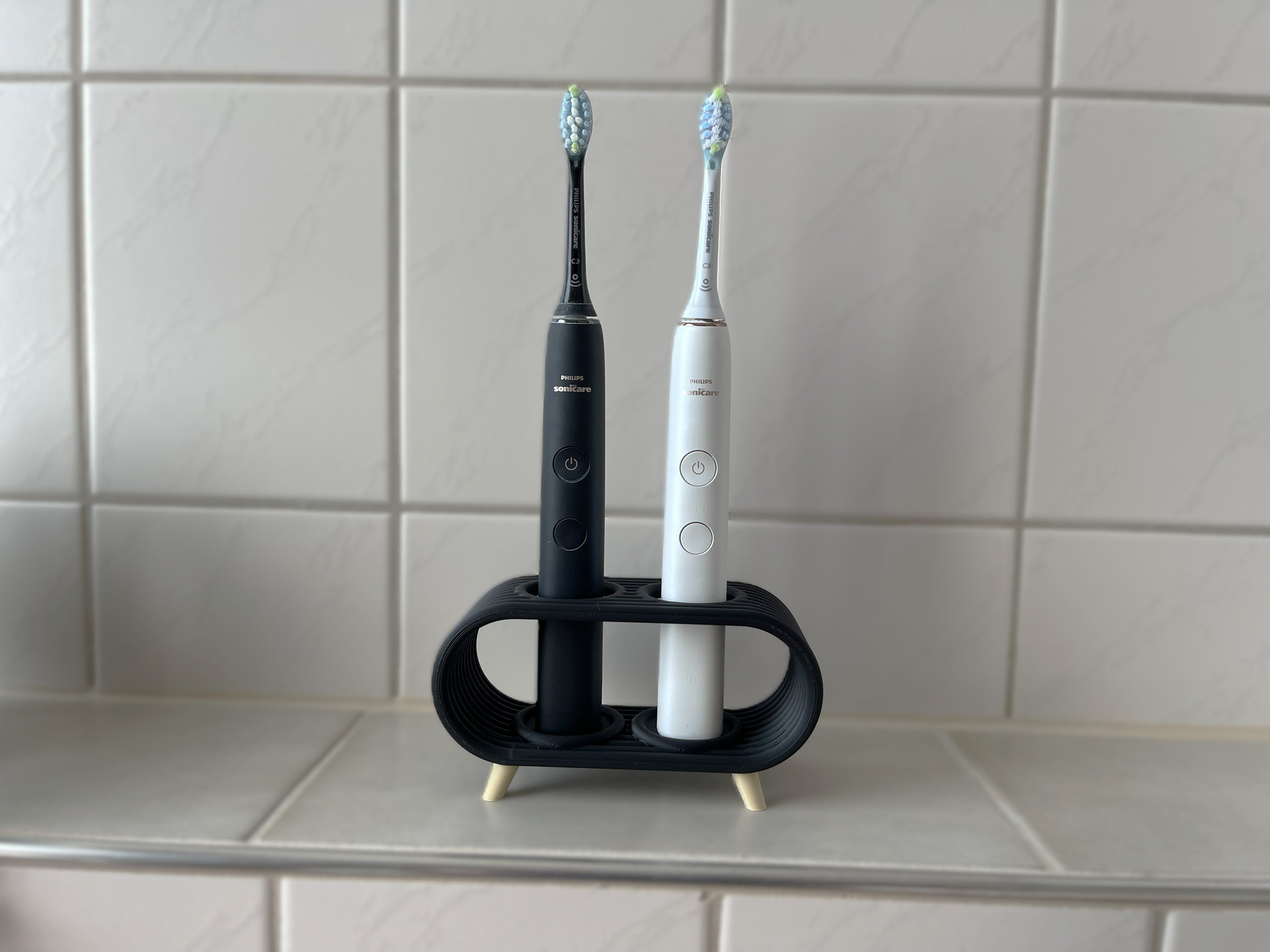 Oral-B ve Philips Uyumlu 2'li Elektrikli Şarjlı Diş Fırçası Standı Tutucu Siyah Banyo Organizeri