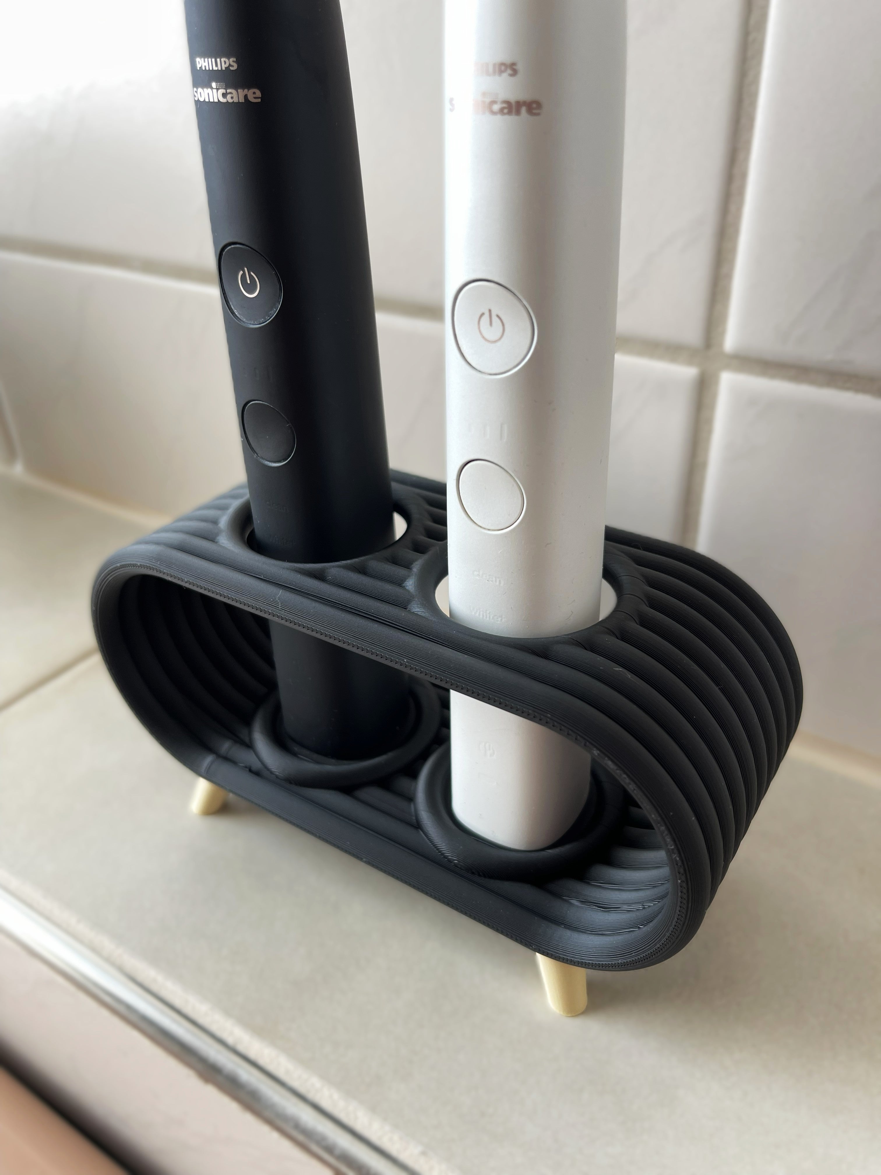 Oral-B ve Philips Uyumlu 2'li Elektrikli Şarjlı Diş Fırçası Standı Tutucu Siyah Banyo Organizeri