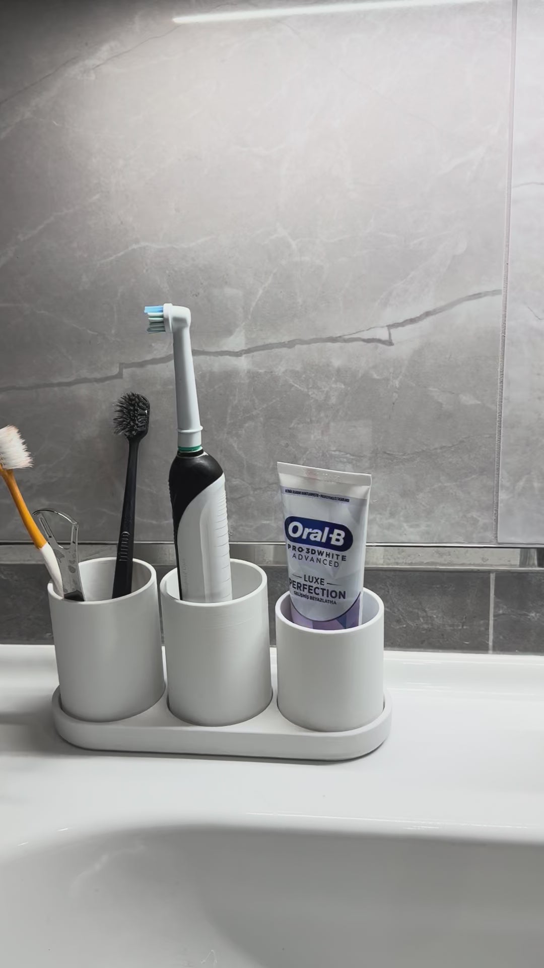 Minimalist 4 Parçalı Banyo Organizeri ve Diş Fırçalık Standı