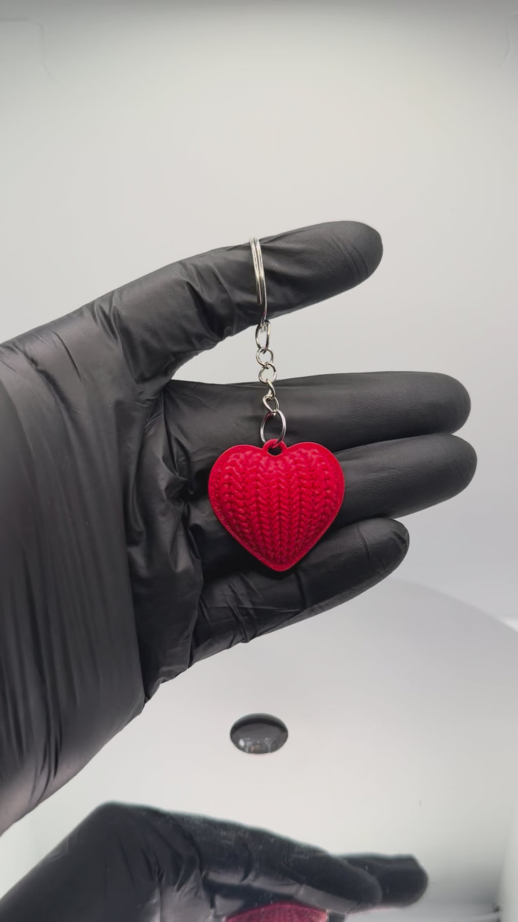 Kırmızı Örgü Kalp Figürlü Özel Tasarım Anahtarlık