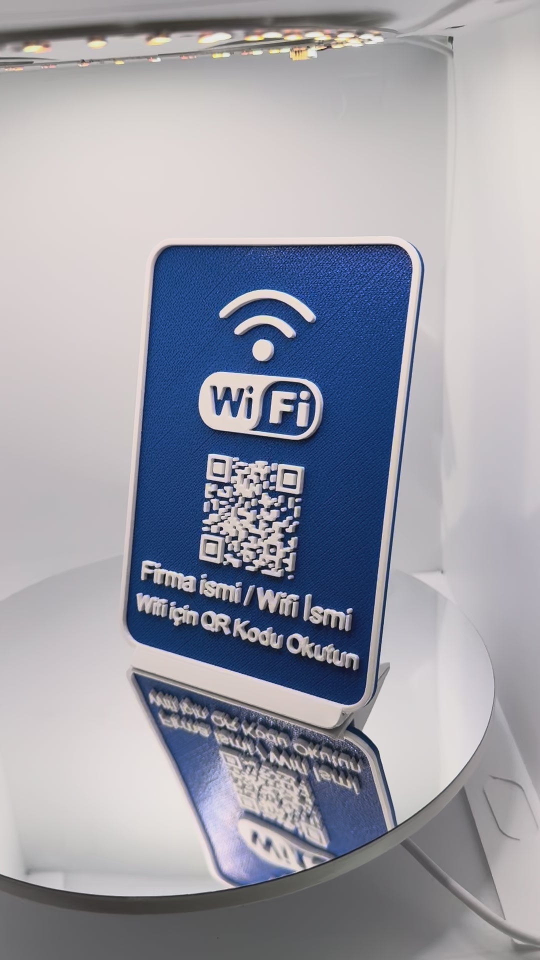 QR Kodlu WiFi Şifre Paylaşım Standı – Masaüstü İnternet Kartı (Kafe, Restoran, Ofis İçin)