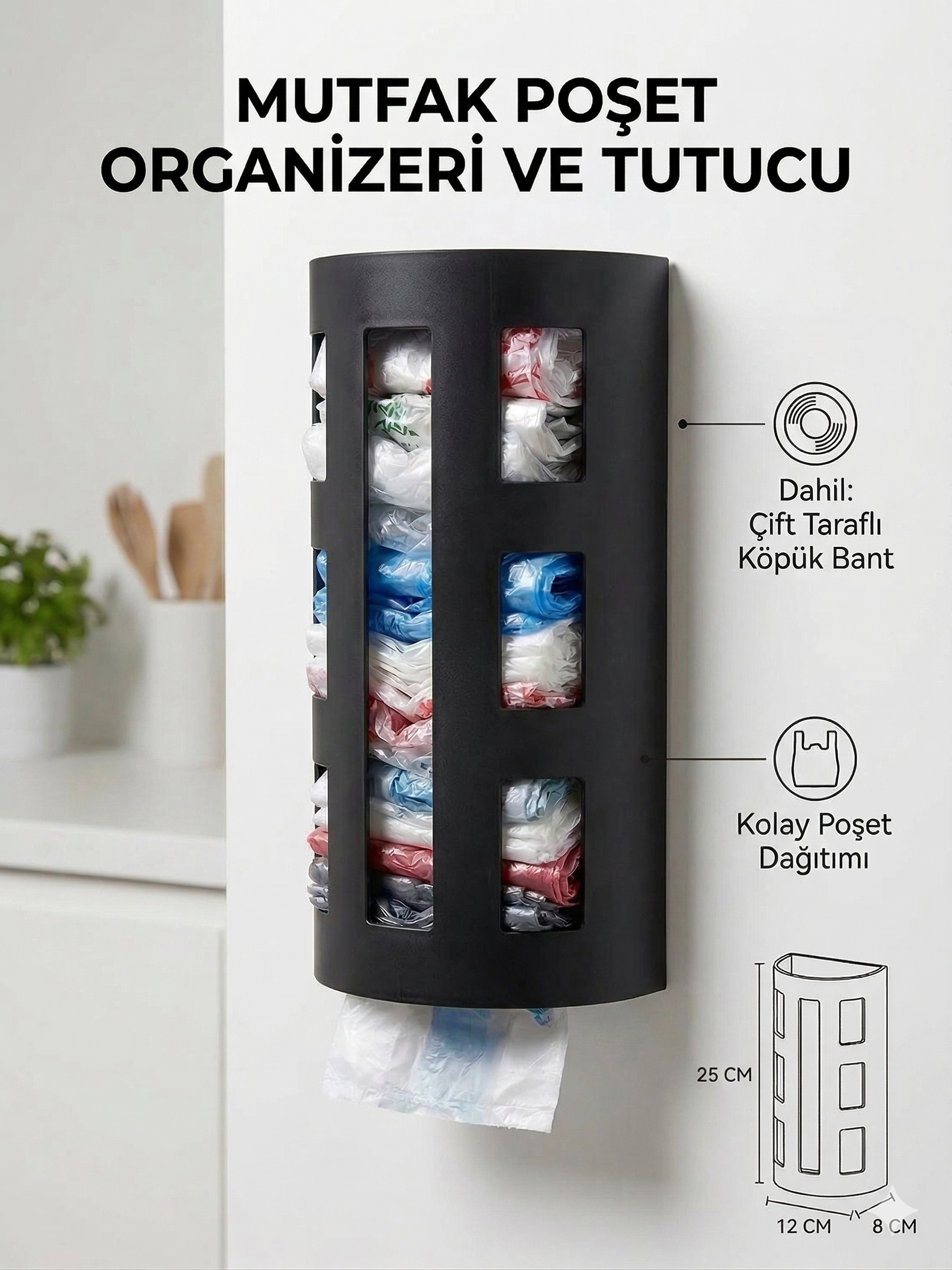 Poşetlik ve Mutfak Organizeri | Çift Taraflı Bantlı